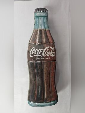 1996 Vintage 9 1/2" Tall Coca Cola Coke Bottle Metal Tin Container with Lid